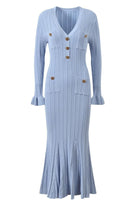 Jessica Bara Fezara Gold Button Long Sleeve Maxi Dress