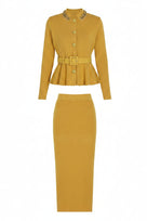 Jessica Bara Isada Long Sleeve Belted Top and Maxi Skirt Two Piece Set