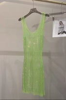 Jessica Bara Azya Metallic See Through Mini Dress