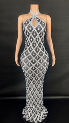 Jessica Bara Yassiera Halter Neck Crystal Gown