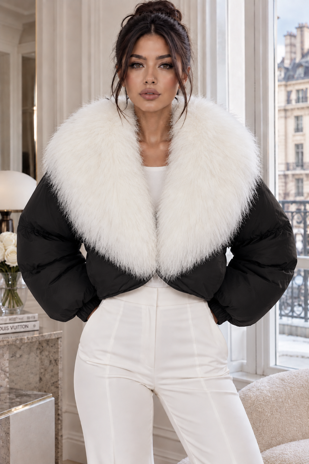 Jessica Bara Beria Fur Puffer Jacket
