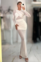 Jessica Bara Haya See Through Ruched Maxi Dress