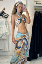 Shahida Parides Ecara Tie Top with Headband and Sarong Three Piece Set
