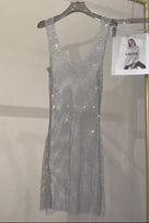 Jessica Bara Azya Metallic See Through Mini Dress