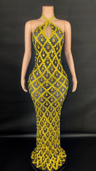 Jessica Bara Yassiera Halter Neck Crystal Gown