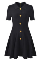 Jessica Bara Eriva Gold Button Collared Mini Dress