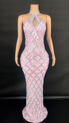Jessica Bara Yassiera Halter Neck Crystal Gown