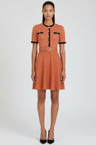 Jessica Bara Azlieka Knit Gold Button Belted Mini Dress