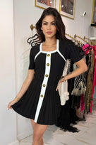 Jessica Bara Feta Gold Button Mini Dress