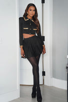 Jessica Bara Gretel Knit Cardigan and Mini Skirt Two Piece Set