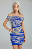 Jessica Bara Jona Off The Shoulder Rhinestone Mini Dress