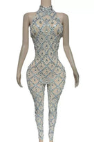 Jessica Bara Jaryan Crystal High Neck Halter Jumpsuit