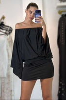 Jessica Bara Bora Off The Shoulder Bell Sleeve Mini Dress
