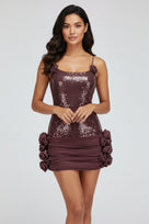 Jessica Bara Titi Ruched Flower Mini Dress