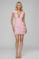 Jessica Bara Lorsha Flower Deep V-Neck Mini Dress