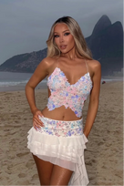 Holt Miami Roya Top and Ria 2 Floral Ruffle Mini Skirt Two Piece Set