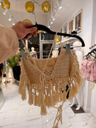 Jessica Bara Canry Crochet Fringe Bikini Set