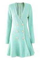 Jessica Bara Yukie Gold Button Long Sleeve Mini Dress