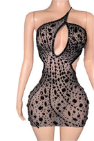 Jessica Bara Merida Crystal Cut Out One Shoulder Mini Dress
