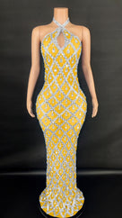 Jessica Bara Yassiera Halter Neck Crystal Gown