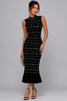 Jessica Bara Arinel Metal Studs High Neck Maxi Dress