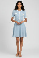 Jessica Bara Azlieka Knit Gold Button Belted Mini Dress