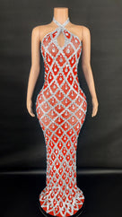 Jessica Bara Yassiera Halter Neck Crystal Gown