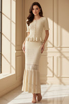 Jessica Bara Vara Knit Short Sleeve Top and Maxi Skirt Set