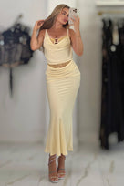 Jessica Bara Lena Drape Top and Maxi Skirt Two Piece Set