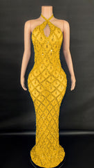 Jessica Bara Yassiera Halter Neck Crystal Gown