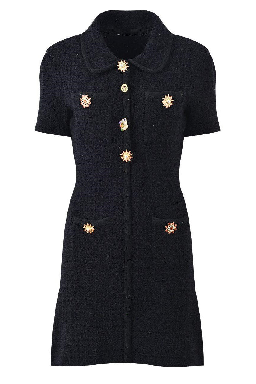 SALE Jessica Bara Tanella Gold Button Collared Mini Dress SALE Jessica Bara Tanella Gold Button Collared Mini Dress