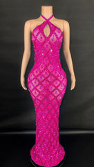 Jessica Bara Yassiera Halter Neck Crystal Gown