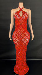 Jessica Bara Yassiera Halter Neck Crystal Gown