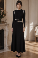 Jessica Bara Akara Long Sleeve Belted Maxi Dress