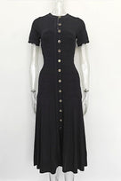 Jessica Bara Teva Gold Button Short Sleeve Maxi Dress