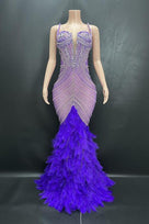 Jessica Bara Hannie Crystal Feather Maxi Dress
