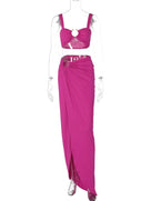 Jessica Bara Janica Crop Top and Maxi Skirt Two Piece Set