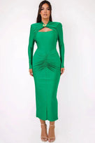 Jessica Bara Umfa Long Sleeve Ruched Maxi Dress