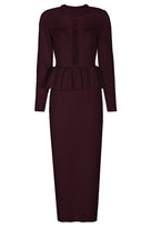 Jessica Bara Tesma Peplum Long Sleeve Knit Midi Dress