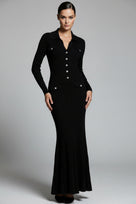 Jessica Bara Gannel Long Sleeve Collared Maxi Dress
