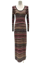 Jessica Bara Asver Long Sleeve Stripped Midi Dress