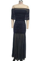 Jessica Bara Lusira Off The Shoulder Mesh Maxi Dress