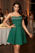 Jessica Bara Nerami Strapless Tube Crystal Beaded Mini Dress