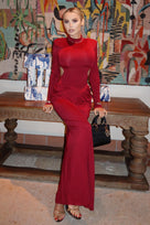 Jessica Bara Andesha Turtleneck Long Sleeve Backless Gown