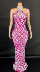 Jessica Bara Yassiera Halter Neck Crystal Gown