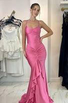 Jessica Bara Azulan Ruched Backless Gown