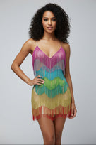 Jessica Bara Amaranta Backless Crystal Fringe Mini Dress