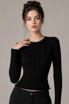 Jessica Bara Masia Long Sleeve Glitter Top