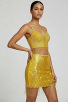 Jessica Bara Reeka Beaded Fringe Top
