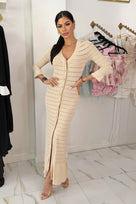 Jessica Bara Elamara Knit Button Maxi Dress